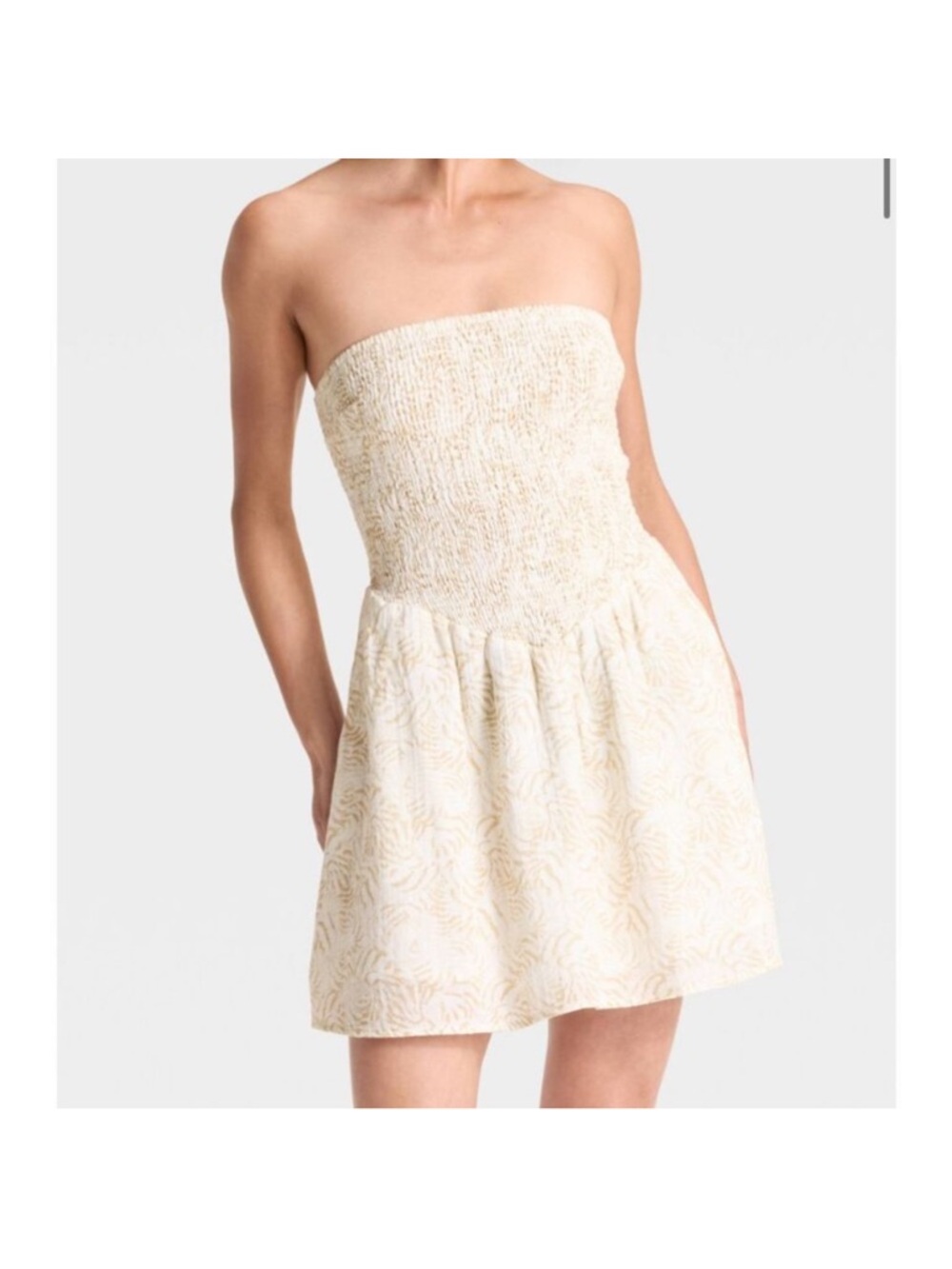 Universal Thread Cream Strapless Smocked Mini Dress
